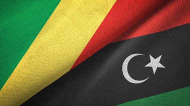 Kongo ve Libya iki bayrak tekstil kumaş, kumaş doku