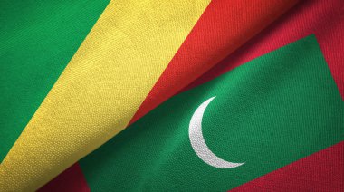 Kongo ve Maldivler iki bayraklar tekstil kumaş, kumaş doku