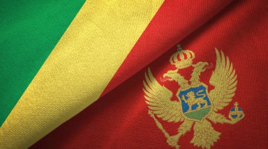 Kongo ve Karadağ iki bayrak tekstil kumaş, kumaş doku