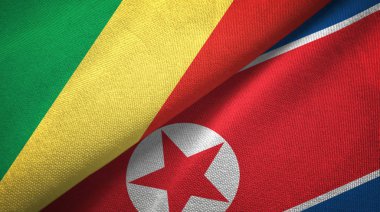 Kongo ve Kuzey Kore iki bayraklar tekstil kumaş, kumaş doku