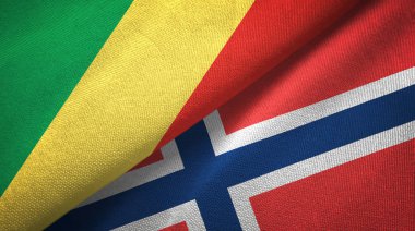 Kongo ve Norveç iki bayrak tekstil kumaş, kumaş doku