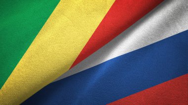 Kongo ve Rusya iki bayraklar tekstil kumaş, kumaş doku