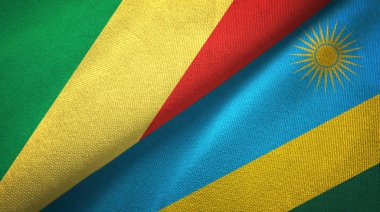 Kongo ve Ruanda iki bayrak tekstil kumaş, kumaş doku