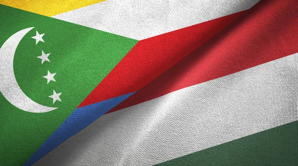 Comoros and Hungary two flags textile cloth, fabric texture