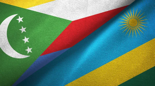 Comoros and Rwanda two flags textile cloth, fabric texture — Stock Photo, Image