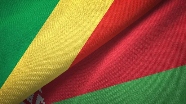 Конго і Білорусь два прапори текстильна тканина, текстура тканини — стокове фото