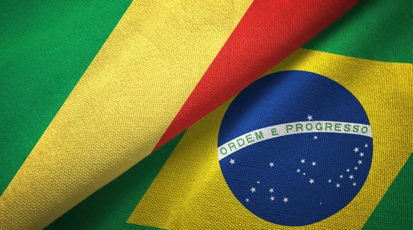 刚果和巴西两旗纺织布，织物质地 — 图库照片
