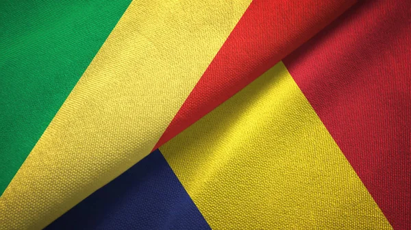 Congo and Chad two flags textile cloth, fabric texture — Stock Photo, Image