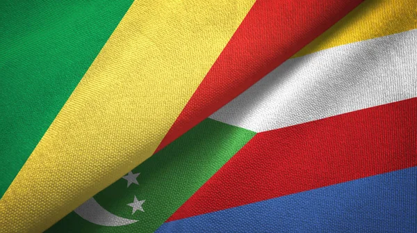 刚果和科摩罗两旗纺织布，织物质地 — 图库照片