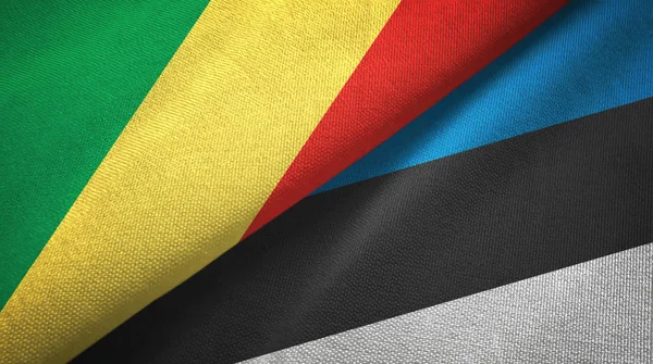 Congo and Estonia two flags textile cloth, fabric texture — Stock Photo, Image