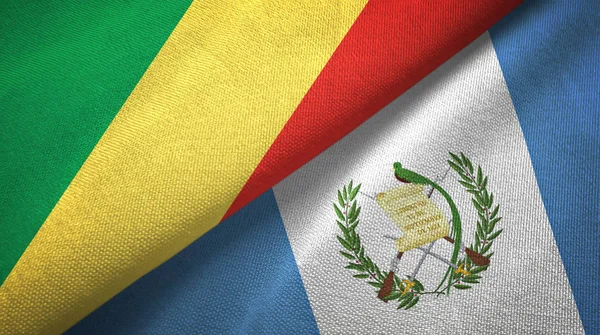 Congo e Guatemala duas bandeiras de pano têxtil, textura de tecido — Fotografia de Stock
