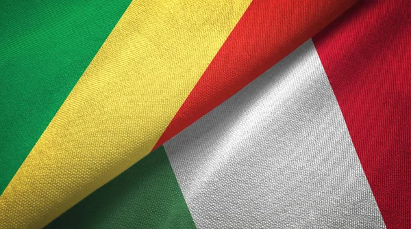 Congo and Italy two flags textile cloth, fabric texture