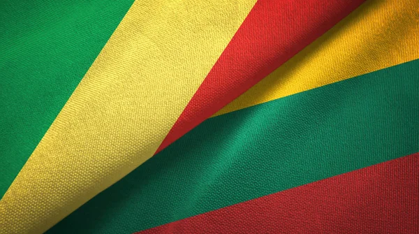 콩고와 리투아니아 두 플래그 직물 천, 직물 질감 — 스톡 사진