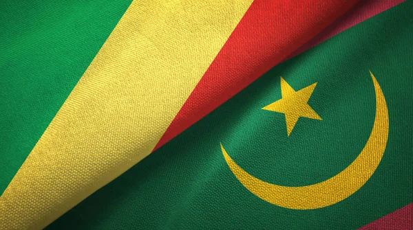 Congo and Mauritania two flags textile cloth, fabric texture