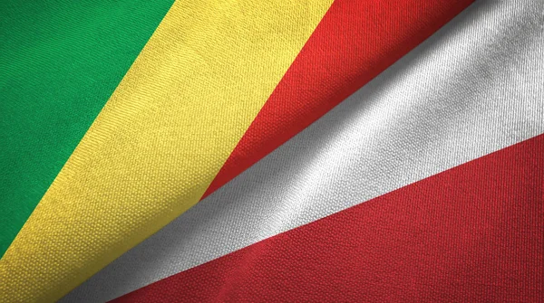 Congo e Polonia due bandiere tessuto, tessitura tessuto — Foto Stock