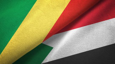 Kongo ve Sudan iki bayrak tekstil kumaş, kumaş doku