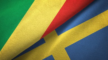 Kongo ve İsveç iki bayraklar tekstil kumaş, kumaş doku