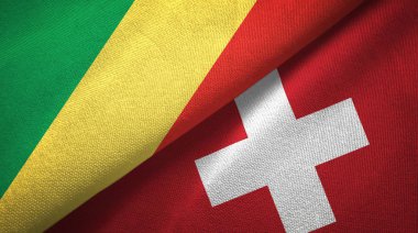 Kongo ve İsviçre iki bayraklar tekstil kumaş, kumaş doku