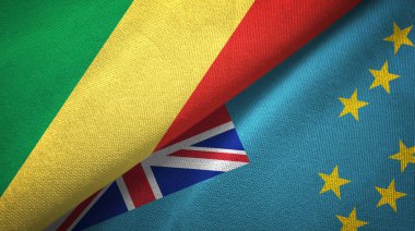 Kongo ve Tuvalu iki bayrak tekstil kumaş, kumaş doku