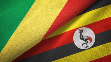 Kongo ve Uganda iki bayraklar tekstil kumaş, kumaş doku