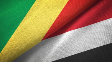 Kongo ve Yemen iki bayrak tekstil kumaş, kumaş doku