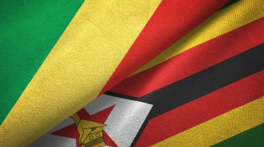 Kongo ve Zimbabve iki bayraklar tekstil kumaş, kumaş doku