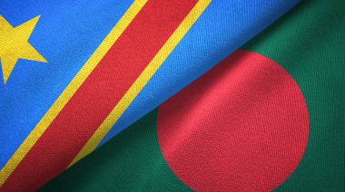 Kongo Demokratik Cumhuriyeti ve Bangladeş iki bayraktekstil kumaş, kumaş doku 