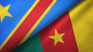 Kongo Demokratik Cumhuriyeti ve Kamerun iki bayraklar tekstil kumaş, kumaş doku 