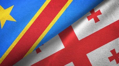 Kongo Demokratik Cumhuriyeti ve Gürcistan iki bayraktekstil kumaş, kumaş doku