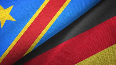 Kongo Demokratik Cumhuriyeti ve Almanya iki bayrak tekstil kumaş, kumaş doku