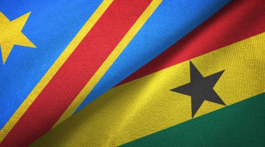 Kongo Demokratik Cumhuriyeti ve Gana iki bayraktekstil kumaş, kumaş doku