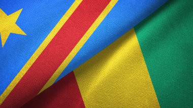 Kongo Demokratik Cumhuriyeti ve Gine iki bayraktekstil kumaş, kumaş doku