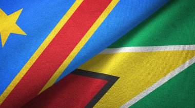 Kongo Demokratik Cumhuriyeti ve Guyana iki bayrak tekstil kumaş, kumaş doku