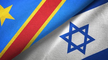 Kongo Demokratik Cumhuriyeti ve İsrail iki bayrak tekstil kumaş, kumaş doku