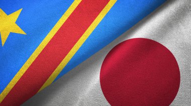 Kongo Demokratik Cumhuriyeti ve Japonya iki bayraklar tekstil kumaş, kumaş doku