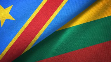 Kongo Demokratik Cumhuriyeti ve Litvanya iki bayrak tekstil kumaş, kumaş doku