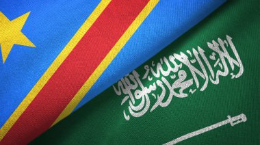 Kongo Demokratik Cumhuriyeti ve Suudi Arabistan bayraklar tekstil bezi