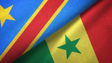 Kongo Demokratik Cumhuriyeti ve Senegal iki bayraktekstil kumaş, kumaş doku