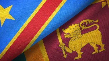 Kongo Demokratik Cumhuriyeti ve Sri Lanka iki bayraklar tekstil kumaş, kumaş doku