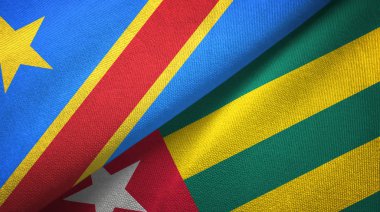 Kongo Demokratik Cumhuriyeti ve Togo iki bayrak tekstil kumaş, kumaş doku