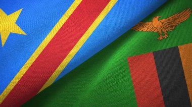 Kongo Demokratik Cumhuriyeti ve Zambiya iki bayraklar tekstil kumaş, kumaş doku