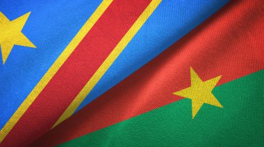 Kongo Demokratik Cumhuriyeti ve Burkina Faso iki bayrak tekstil bezi