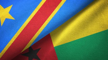 Kongo Demokratik Cumhuriyeti ve Gine-Bissau iki bayrak tekstil bez