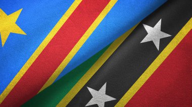 Kongo Demokratik Cumhuriyeti ve Saint Kitts ve Nevis iki bayrak tekstil bez