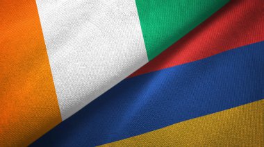 Cote divoire ve Ermenistan iki bayrak tekstil kumaş, kumaş doku 