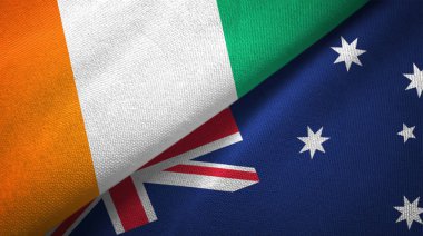 Cote divoire ve Avustralya iki bayraklar tekstil kumaş, kumaş doku 