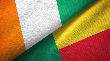 Cote divoire ve Benin iki bayraklar tekstil kumaş, kumaş doku 