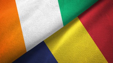 Cote divoire ve Çad iki bayraklar tekstil kumaş, kumaş doku 