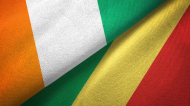 Cote divoire ve Kongo iki bayraklar tekstil kumaş, kumaş doku 