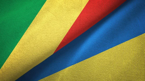 Congo et Ukraine deux drapeaux tissu textile, texture du tissu — Photo